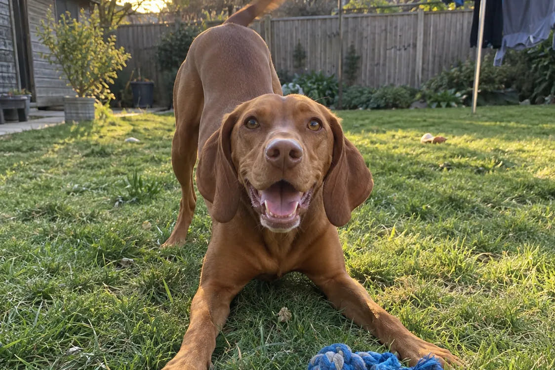An awake, playful dog